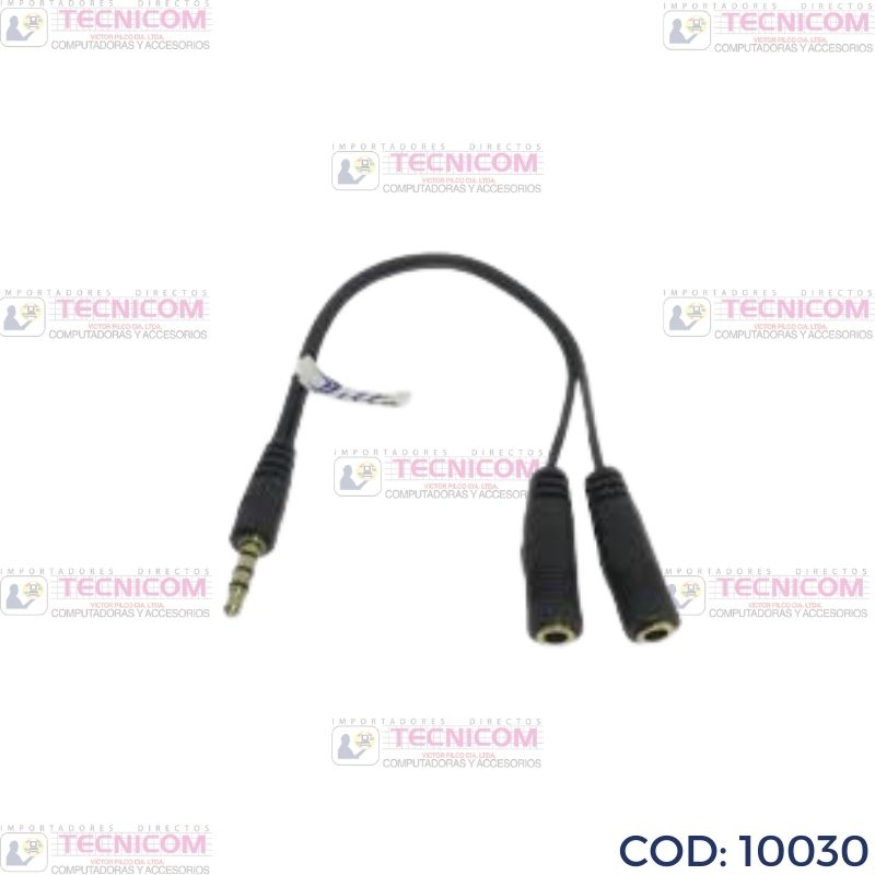 CABLE AUDIO 3.5MM 1 MACHO A 2 HEMBRA MIC+SPK