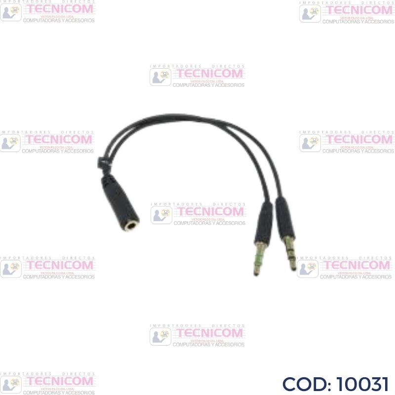 CABLE AUDIO 3.5MM 1 HEMBRA  A 2 MACHO MIC+SPK