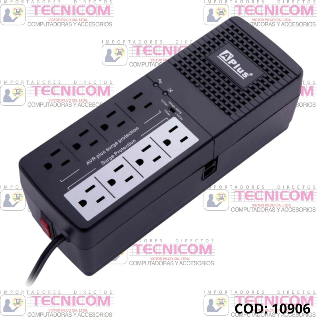 REGULADOR-ESTABLIZADOR APLUS 1-1000N 1000VA 500W 8 TOMAS