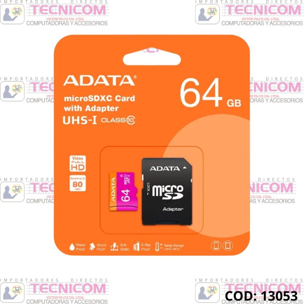 MEMORIA MICRO+SD ADPT. ADATA 64GB CLASS 10