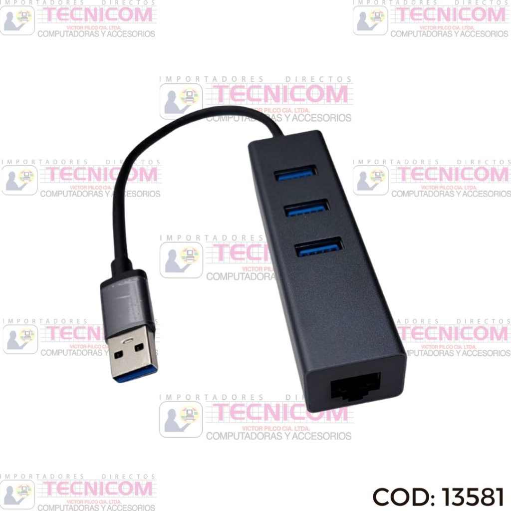 HUB USB 3.0 A 3 USB3.0 + 1 RJ45 GIGABIT