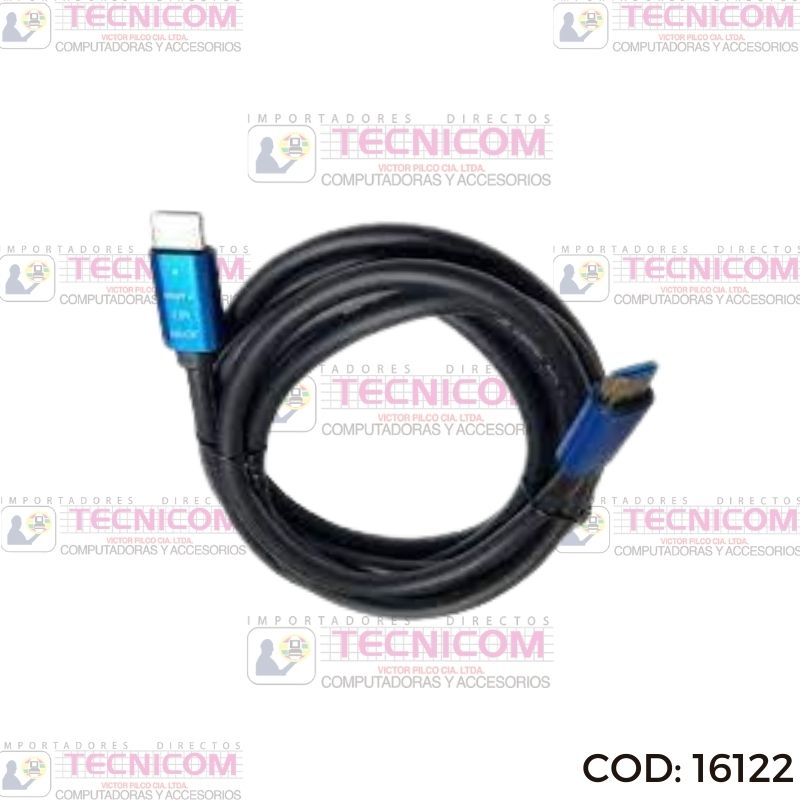 CABLE HDMI 2Mts 4K V2.0 CONECTOR. AZUL