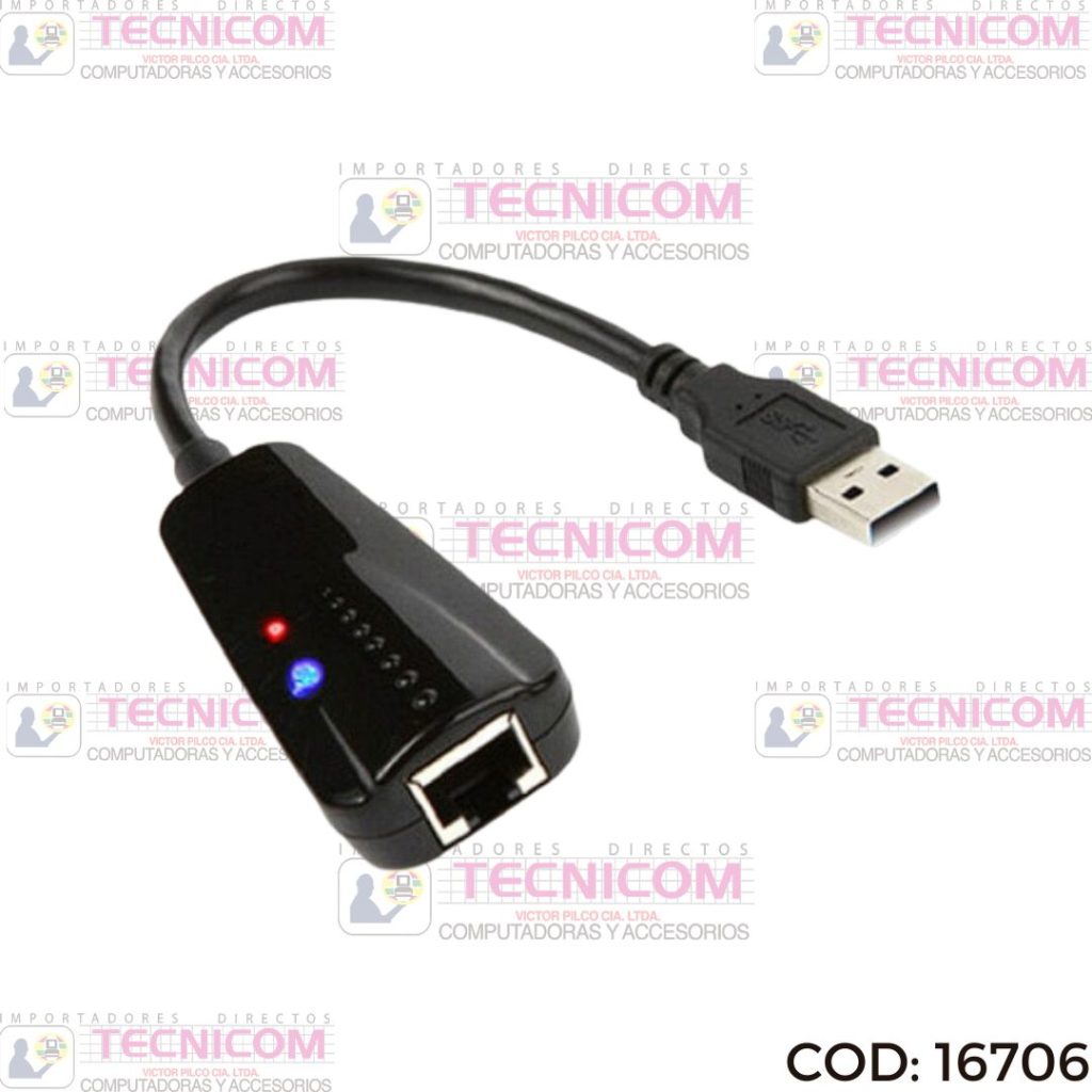 ADAPTADOR USB 3.0 A RJ45 GIGABIT CON LEDS INDICADORES