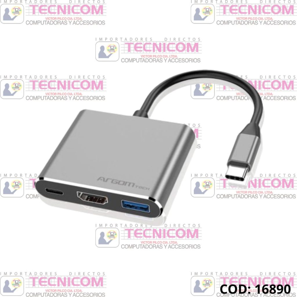 ADAPTADOR USB TIPO C A HDMI+1 USB3.0+1 USB2.0