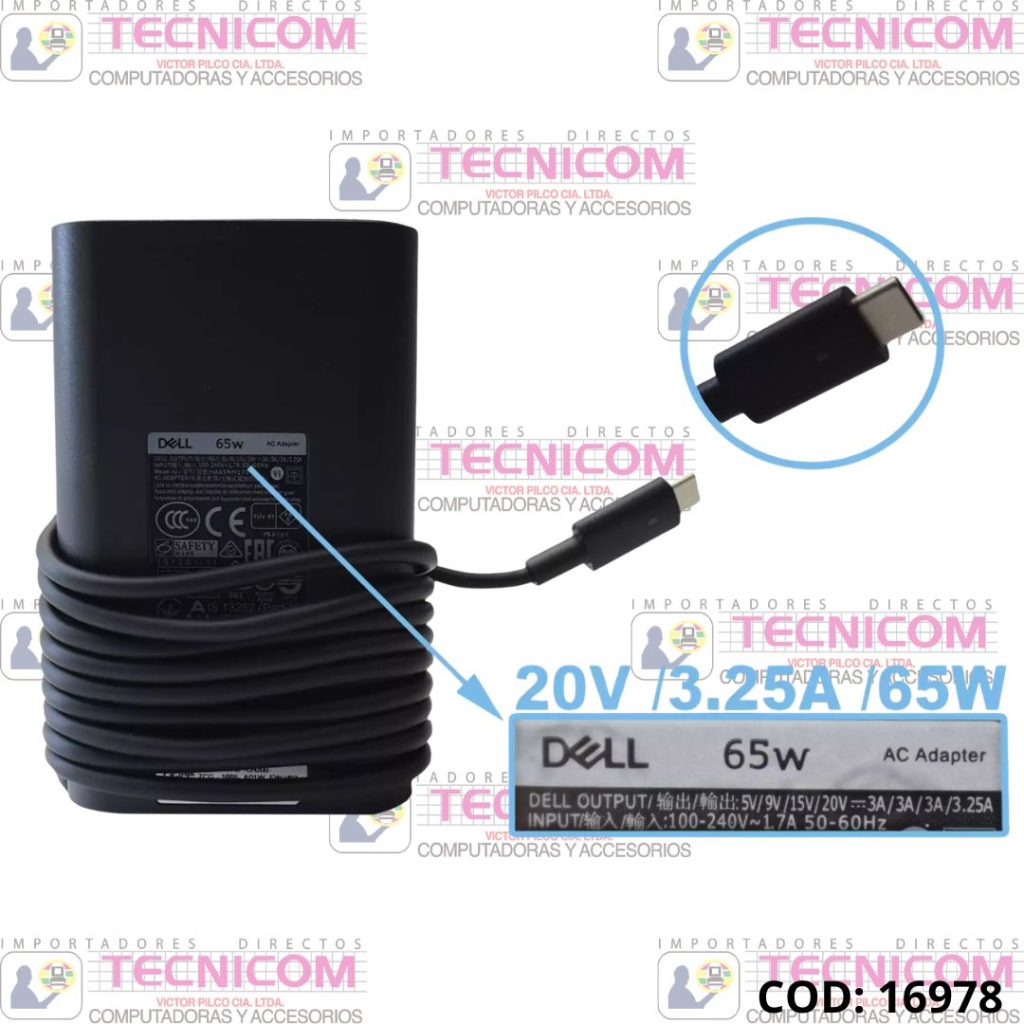 ADAPTADOR DE NOTEBOOK DELL 20V 3.25A TIPO C