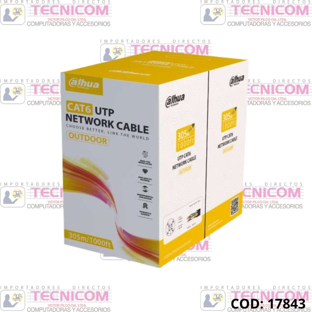 CABLE UTP CAT.6 (MTR) EXTERIOR 100%CU DAHUA PFM920-6UN