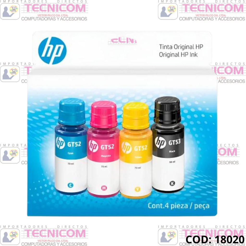 TINTA HP GT53/GT52 KIT 4 COLORES B/C/M/Y ORIGINAL